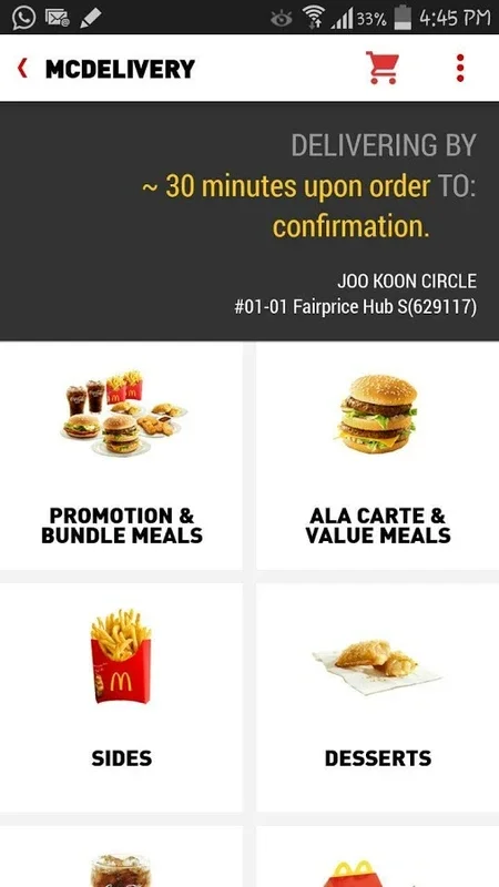 McDelivery Singapore for Android - Simplify Your McDonald's Orders