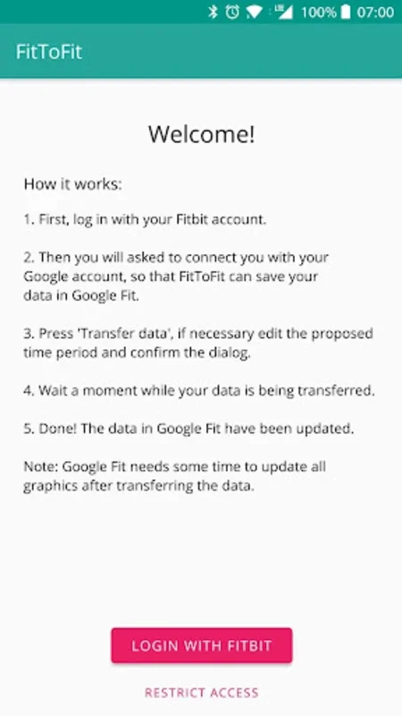 FitToFit for Android - Simplify Fitbit to Google Fit Data Sync