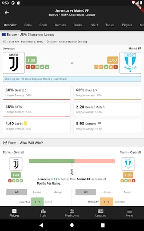 FootyStats - Soccer Stats for Android: In - Depth Stats for Smart Betting