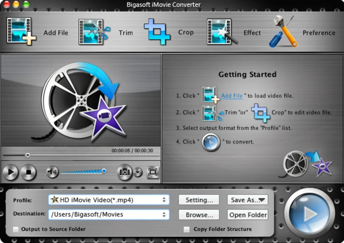 Bigasoft iMovie Converter for Mac: Convert Videos for iMovie