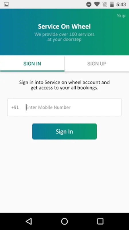 ServiceOnWheel for Android - Seamless Service Booking