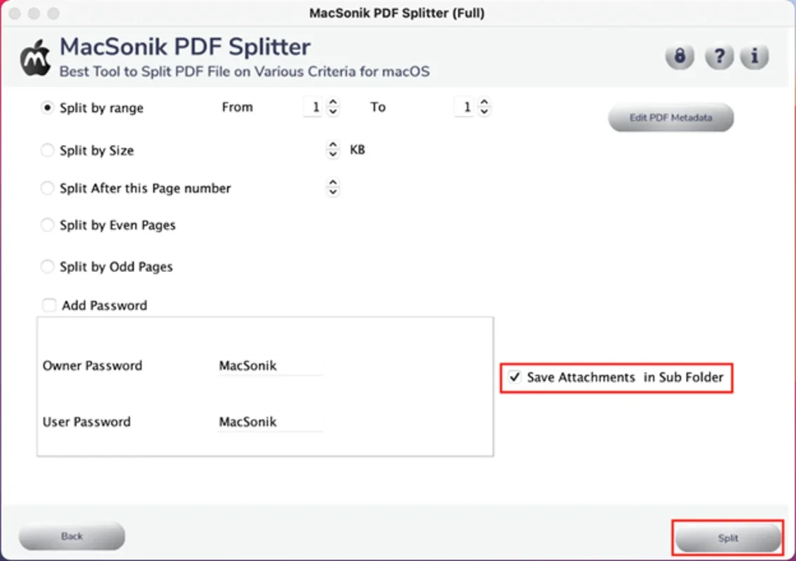 MacSonik PDF Splitter Tool for Mac - Efficient PDF Splitting