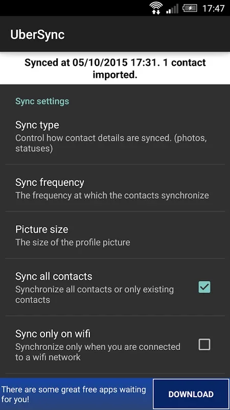 UberSync for Android - Keep Your Contacts Updated