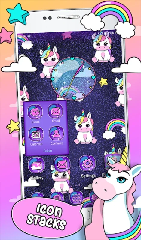 Pink Unicorn Theme Launcher for Android - Magical Interface