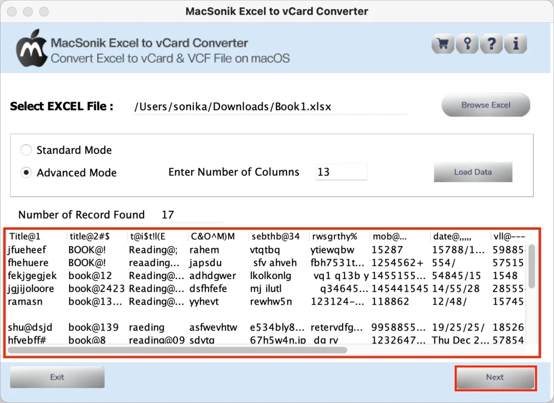 MacSonik Excel to vCard Converter for Mac: Effortless Conversion