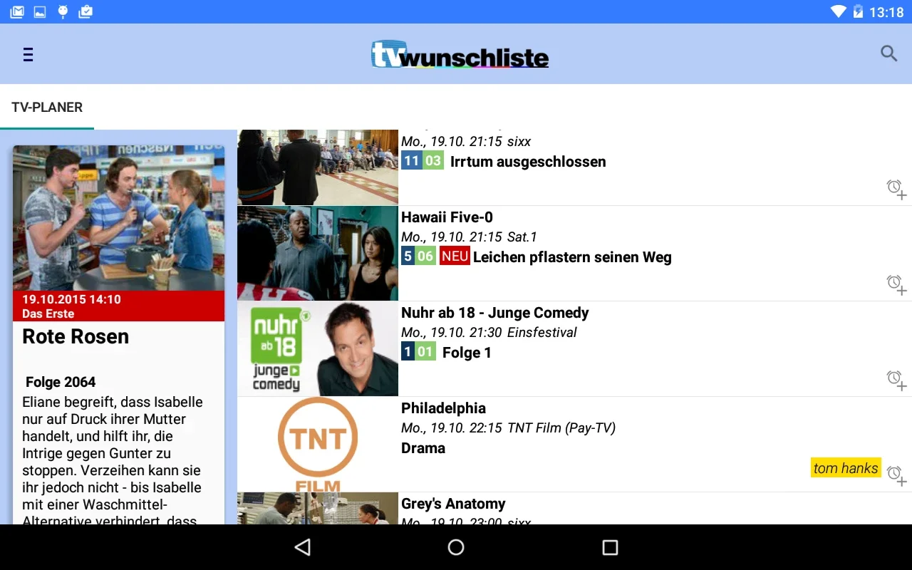 Wunschliste for Android - The Ultimate TV Planner