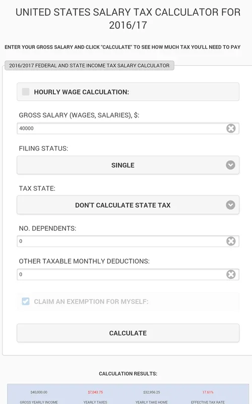 US Salary Tax Calculator for Android - No Downloading Needed