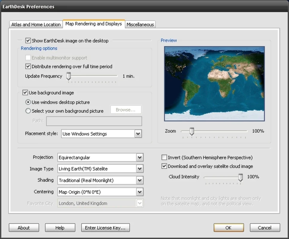 EarthDesk for Windows: Dynamic World Map on Your Desktop