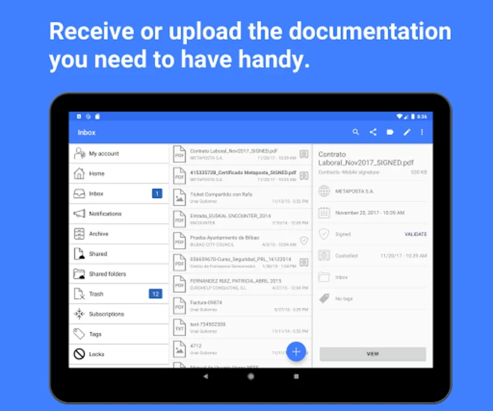 Metaposta for Android: Secure Document Management