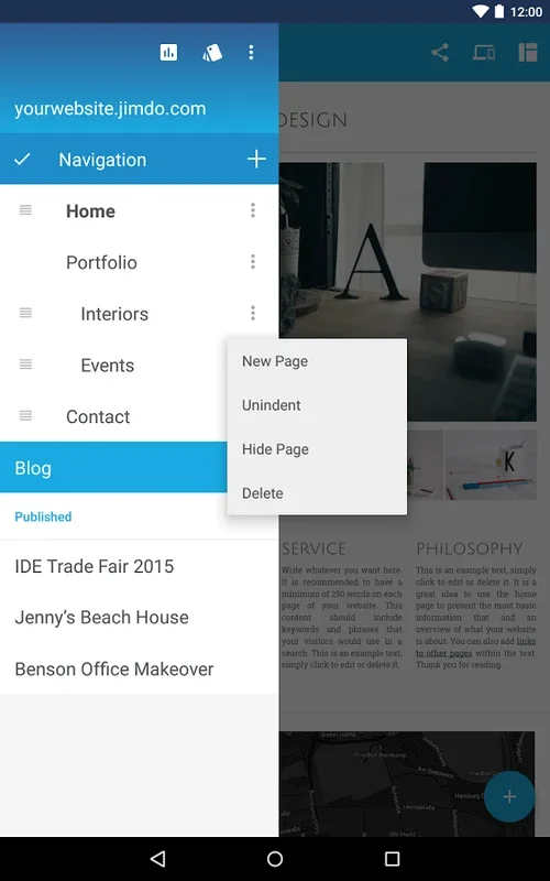 Jimdo for Android: Build Your Custom Website