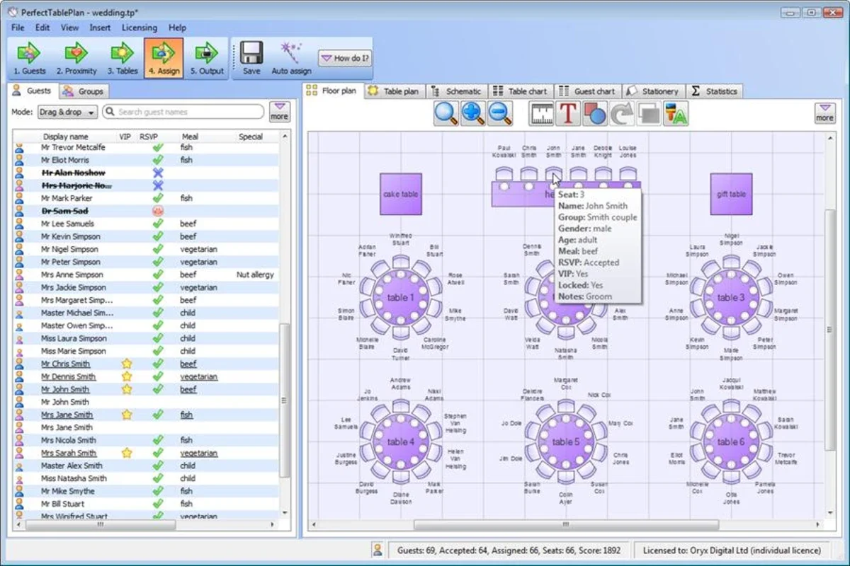 PerfectTablePlan for Mac - Ideal for Event Seating Plans