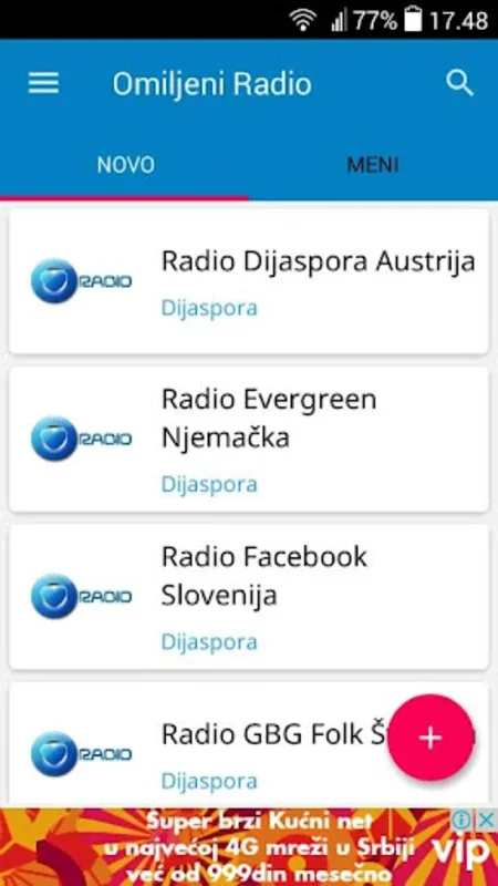 Omiljeni Radio for Android - Stream Balkan Radio Live