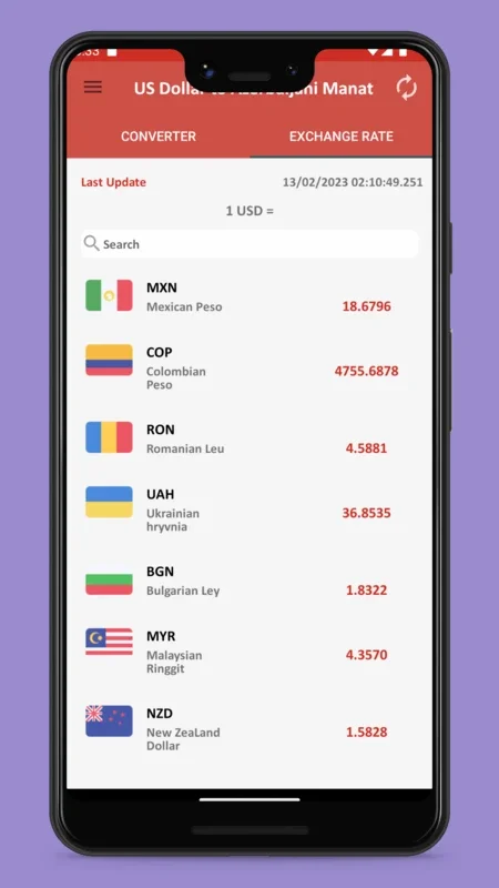 US Dollar to Azerbaijani Manat for Android - Convert Currencies Easily