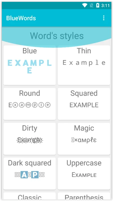 BlueWords for Android - Stylish Text Transformation