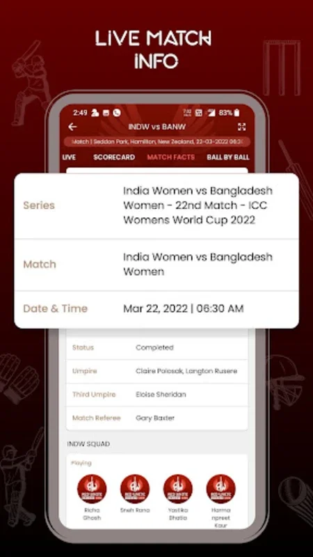 RedWhite Cricket Live for Android - Unbeatable Cricket Updates