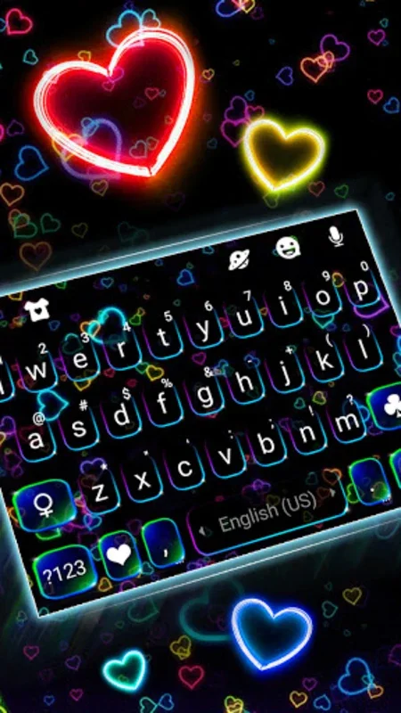 Neon Hearts Keyboard Theme for Android: Customizable & Stylish