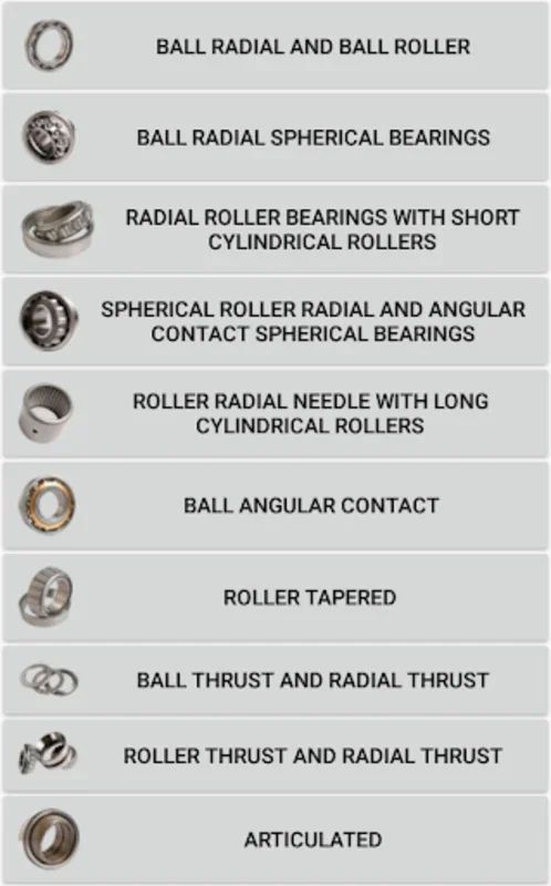 Bearings Directory for Android: 10,000+ Standard Sizes