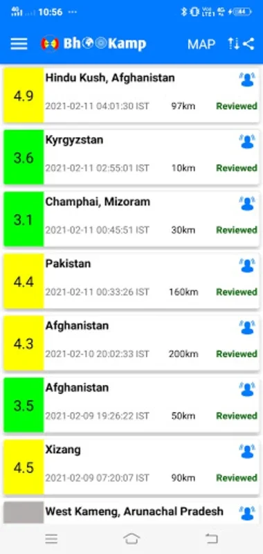 BhooKamp for Android: Real-Time Earthquake Monitoring