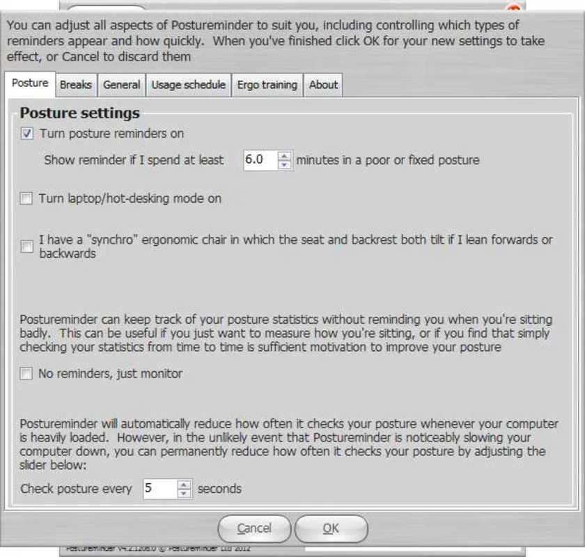 PostureMinder for Windows - Promotes Correct Posture