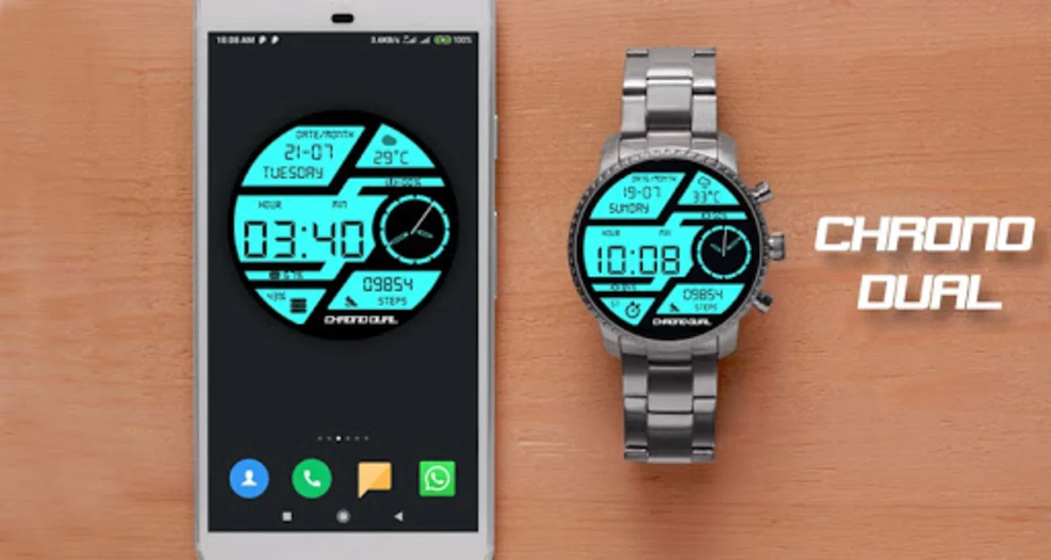 Chrono Dual Watch Face for Android: Stylish & Functional