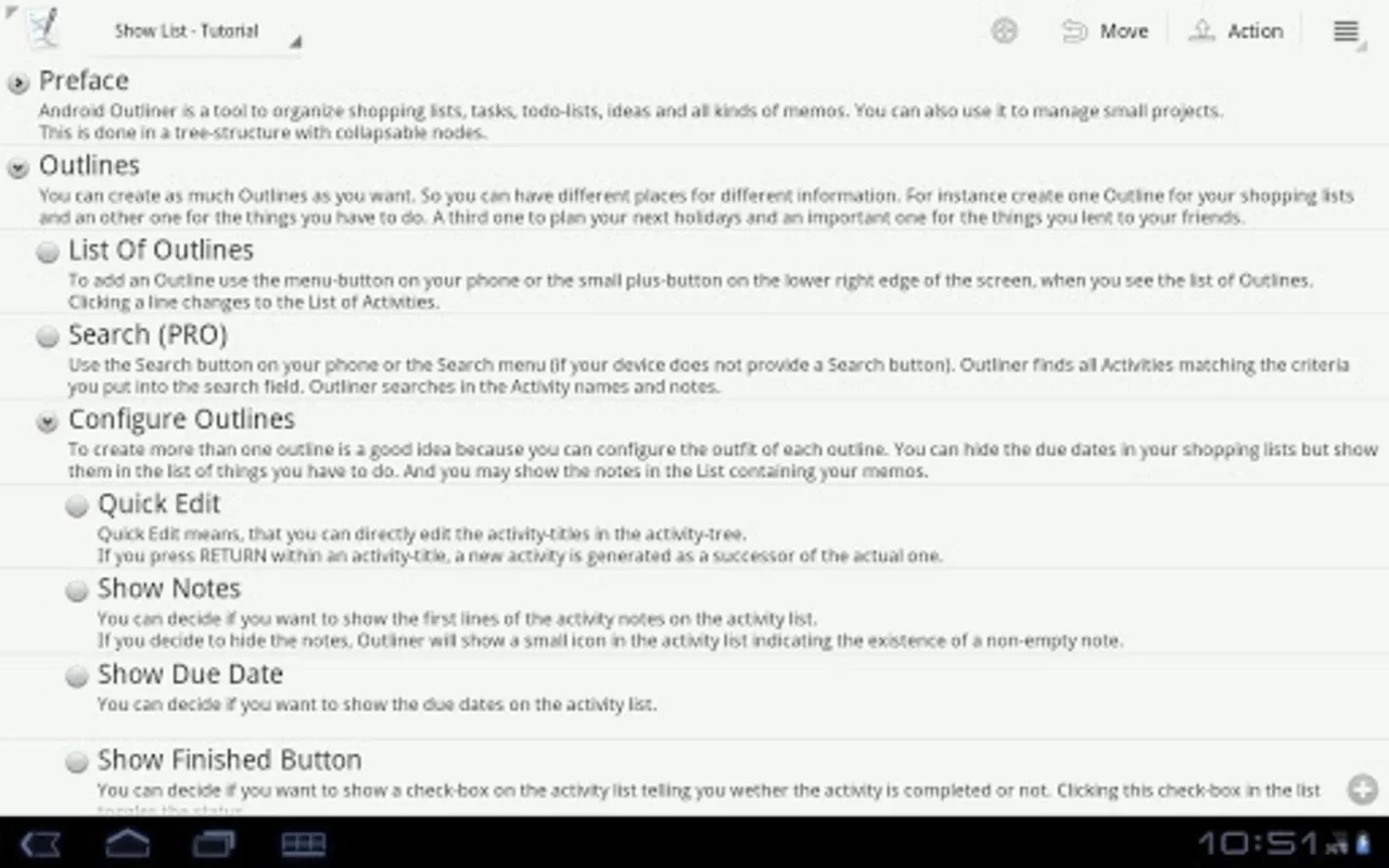 Outliner for Android - Organize Your Life Easily