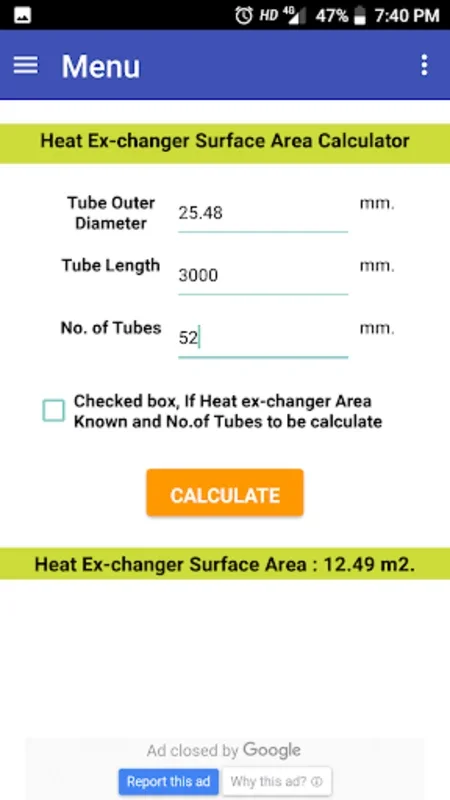 Heat Ex-changer Area for Android: Precise Thermal Calculations