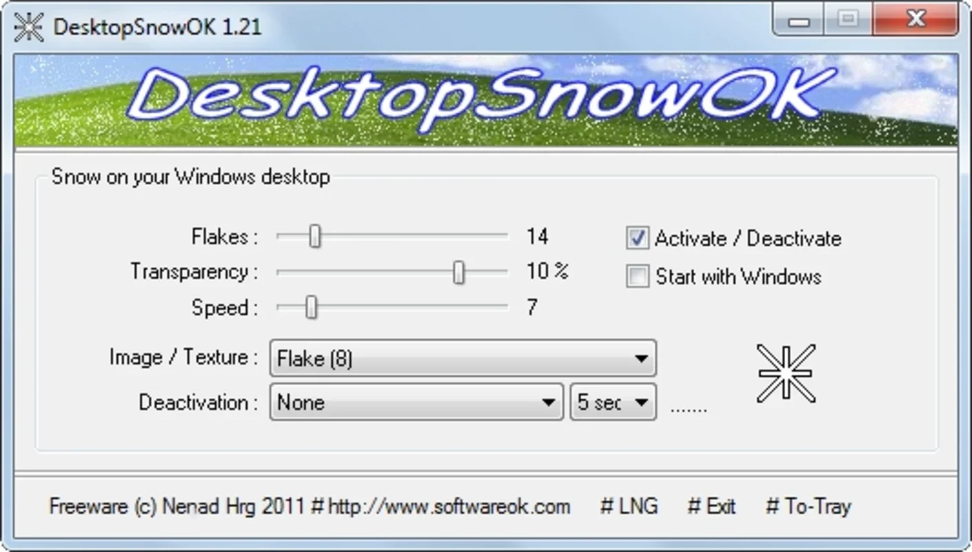 DesktopSnowOK for Windows - Desktop Customization