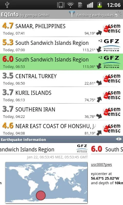 EQInfo for Android: Comprehensive Earthquake Info