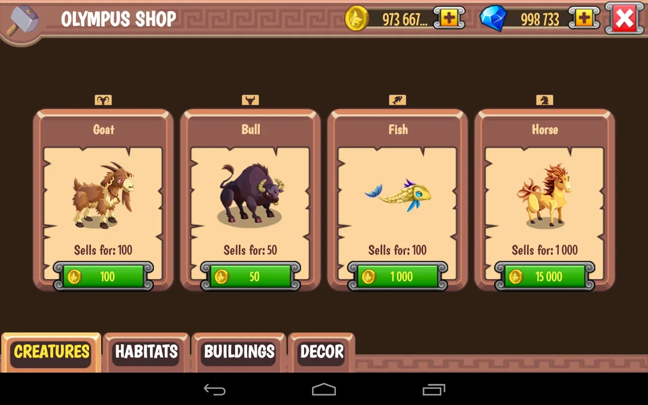 Creatures of Olympus for Android - Build Mythical Towns