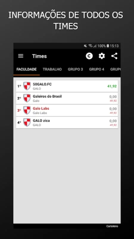 Cartoleiro for Android - Manage Brazilian Fantasy Football