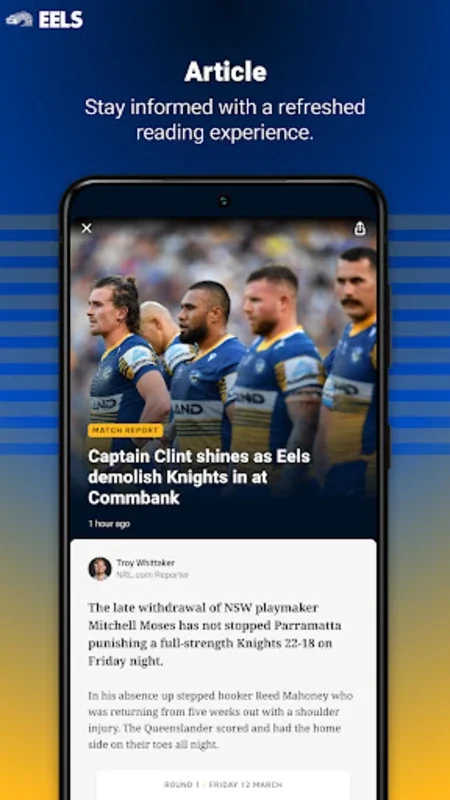 Parramatta Eels App for Android - Stay Connected to Rugby League