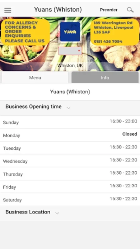 Yuans Takeaway, Whiston for Android - Effortless Chinese Food Ordering