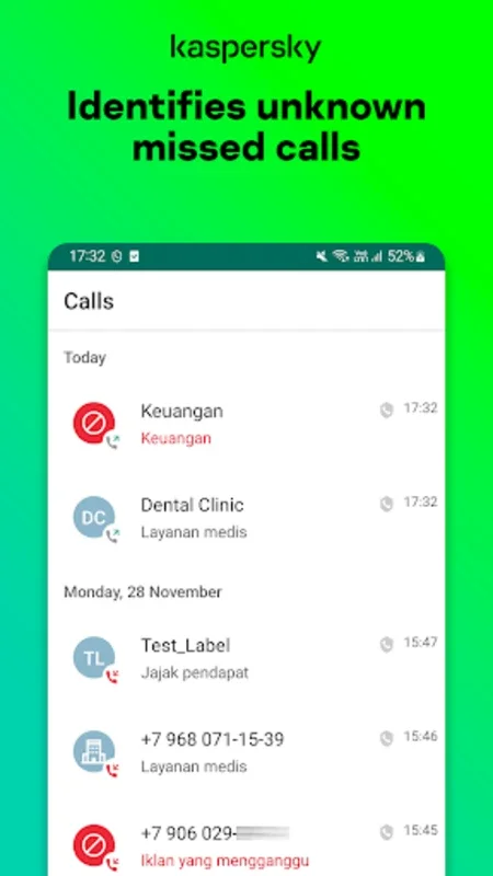 Anti-spam: Kaspersky Who Calls for Android - Block Spam Calls