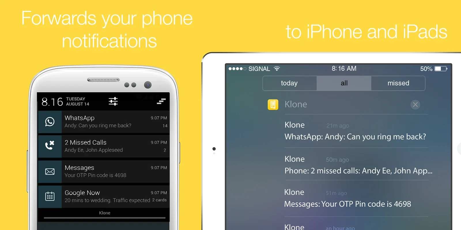 Klone for Android: Mirror Notifications to iOS