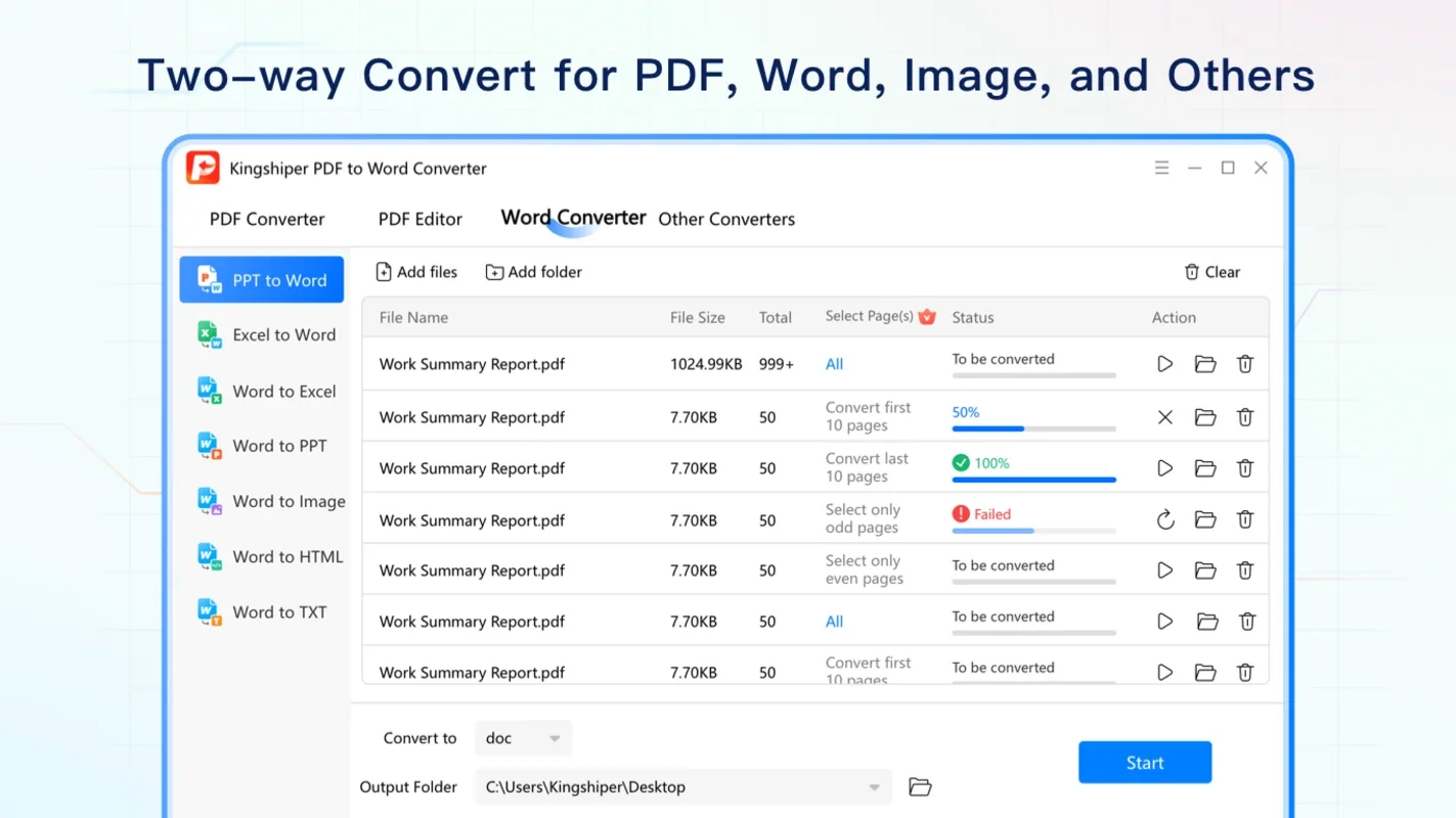 Kingshiper PDF to Word Converter for Windows - Convert Easily