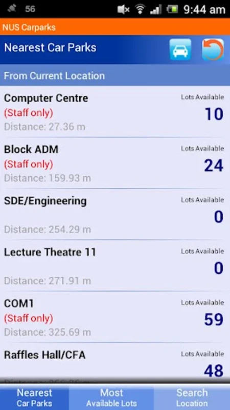 NUS Carparks for Android - Streamlined Parking on NUS Campus