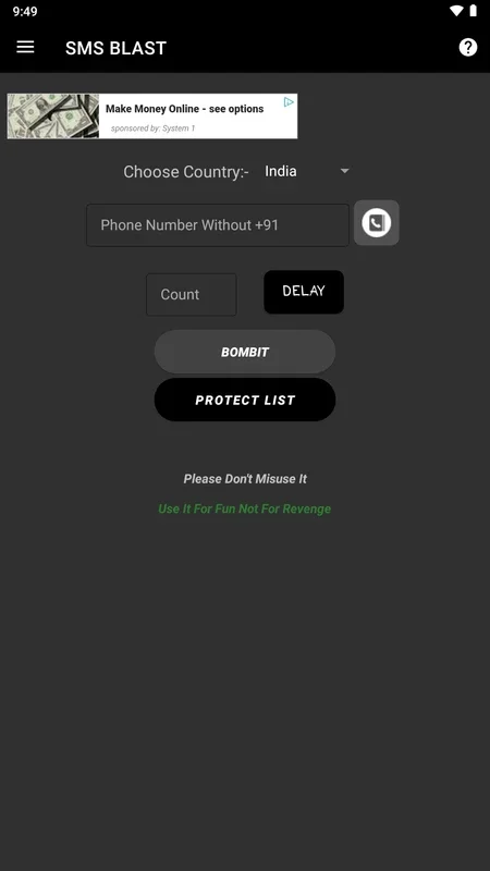 BOMBitUP for Android: Prank Friends and Market with SMS