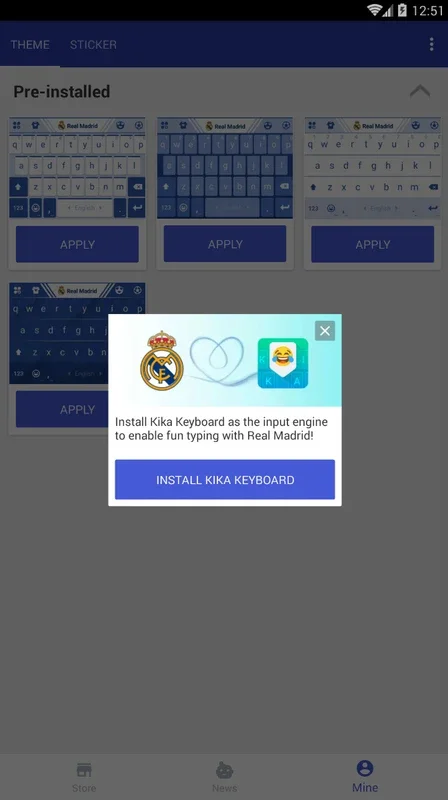 Real Madrid Kika Keyboard for Android - Customize with Team Spirit