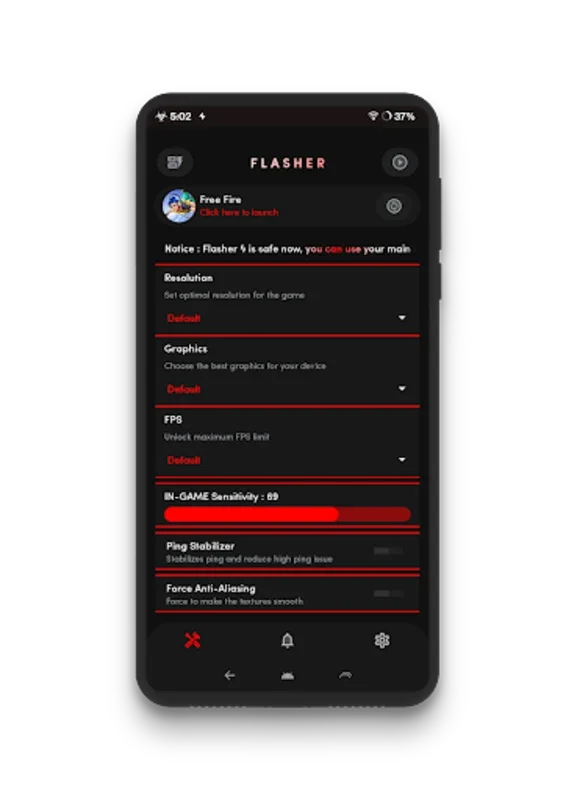 Flasher - GFX Tool For FF for Android - Boost Gaming