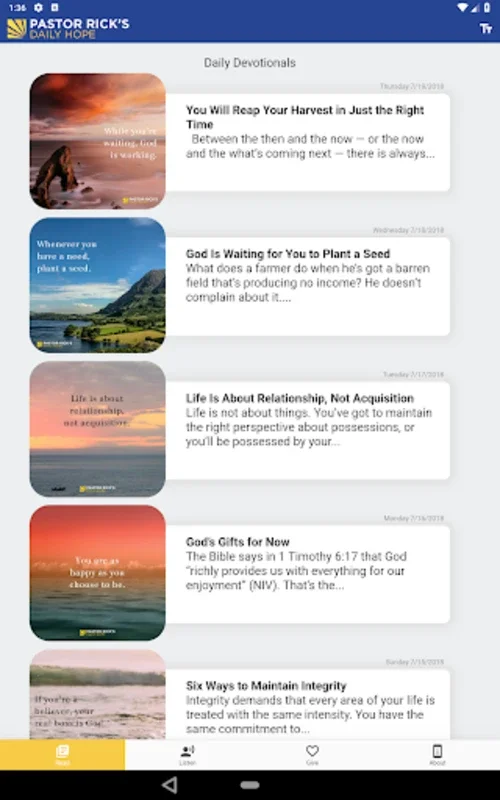 Daily Hope - Pastor Rick Warre for Android: Enrich Your Spirit