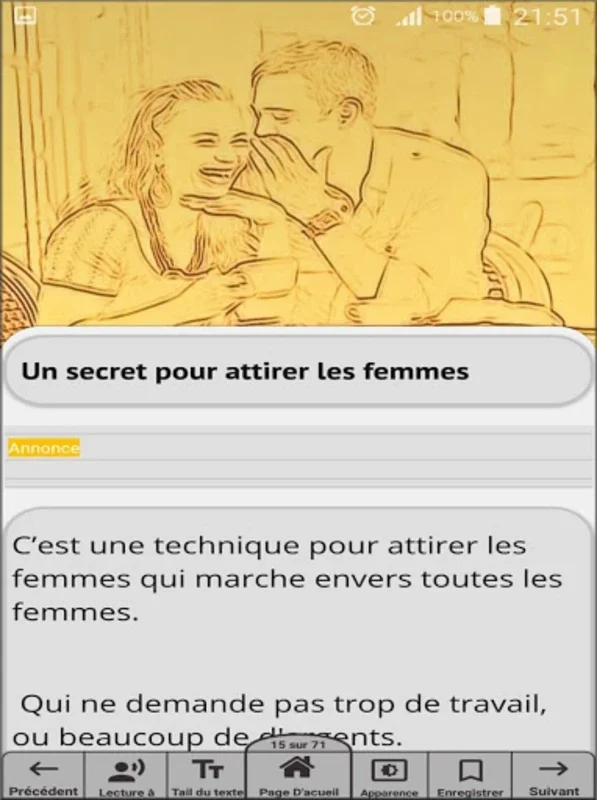 Les techniques de drague pour attirer les femmes for Android - Enhance Flirting Skills