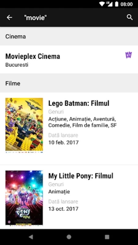 Orange Film for Android: Find Romanian Cinema Showtimes