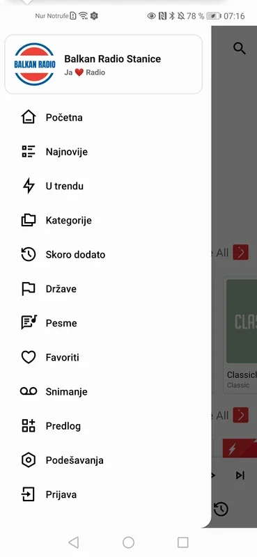 Balkan Radio Stanice for Android: Rich Balkan Radio Experience