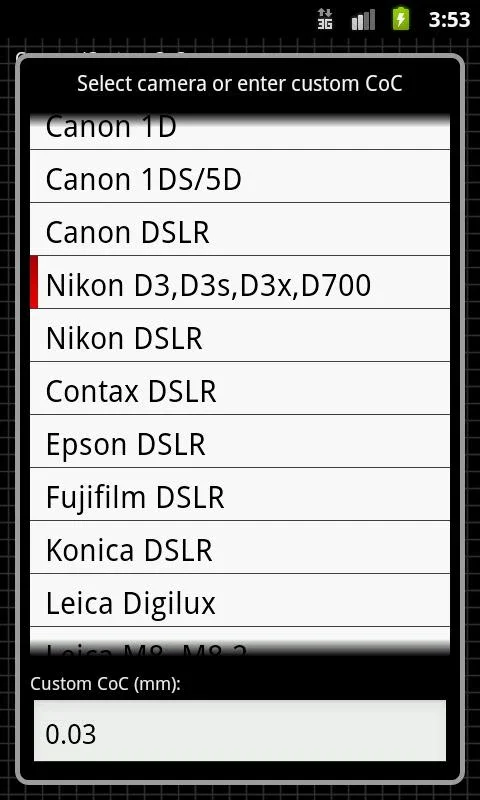 DoF Calc for Android - Simplify Depth of Field Calculations