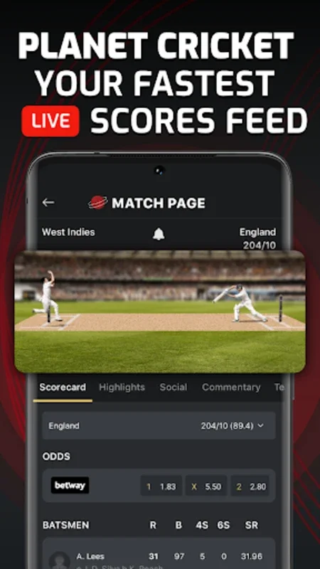 Planet Cricket - Live Scores for Android: Unbeatable Cricket Updates