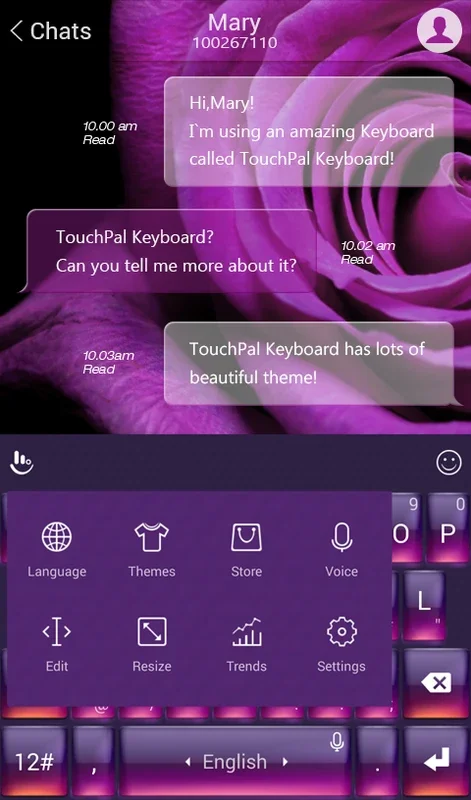 Seductive Purple TouchPal Theme for Android - Stylish Keyboard