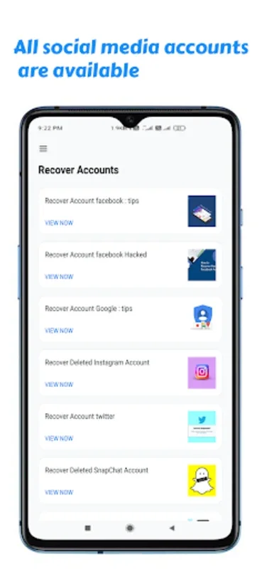 Recover Accounts for Android - No Downloading Required