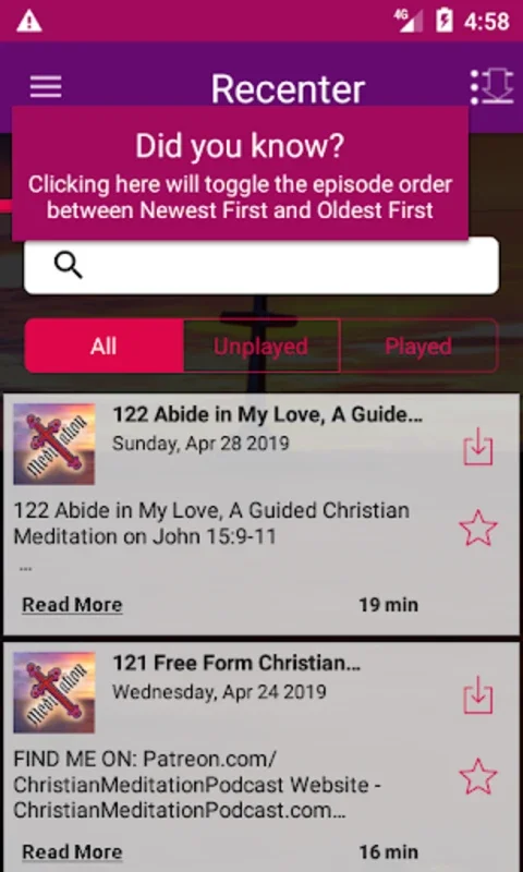 Recenter for Android: Christian Meditation with Bible-Based Content