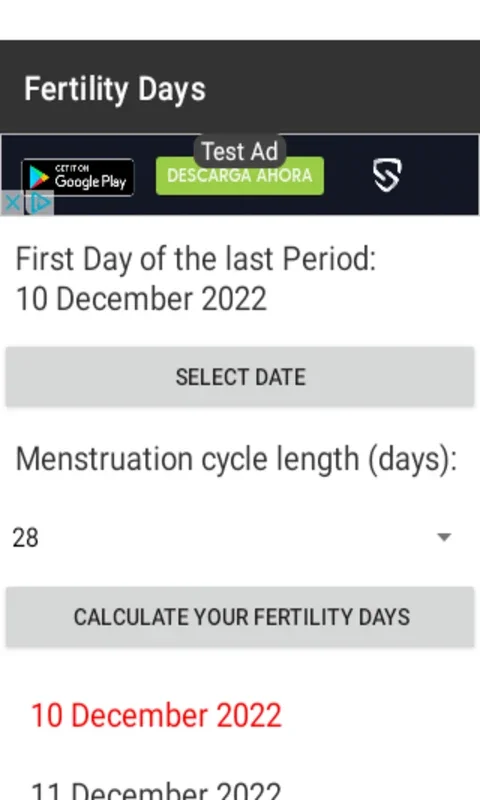 Fertility Days for Android - Determine Your Fertile Days