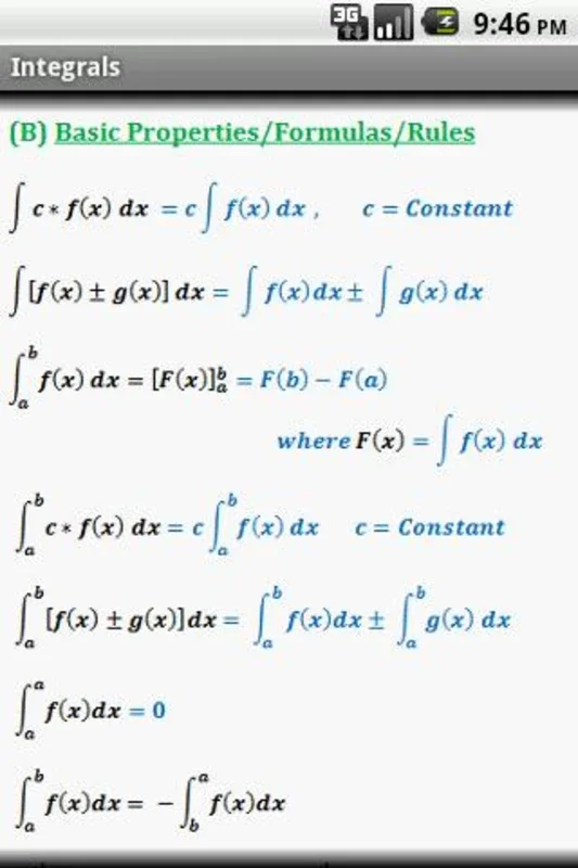 Calculus Quick Reference for Android: Streamline Your Learning